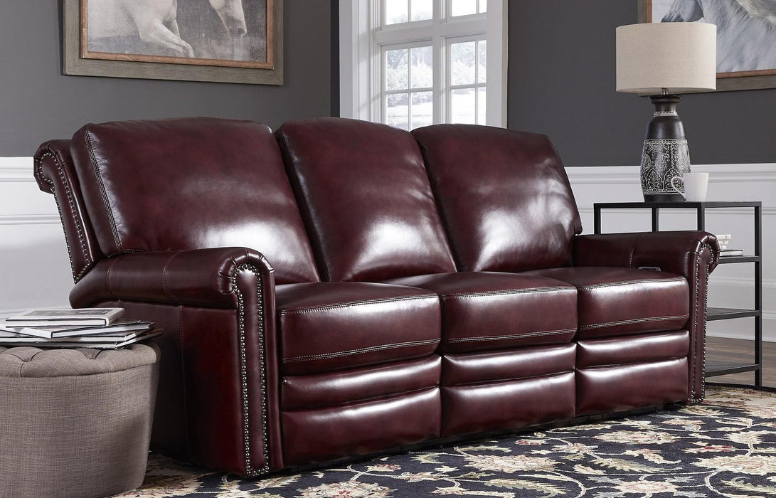 Pulaski Grant Leather Power Reclining Sofa in Oxblood