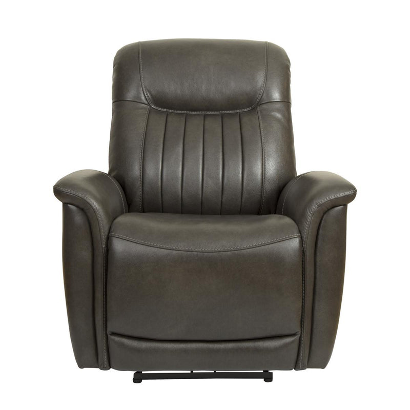 Pulaski Leather Curved Arm Power Recliner in El Paso Brown