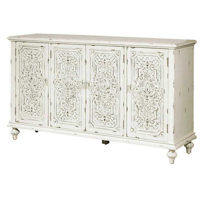 Pulaski Ornate Four Door White Credenza