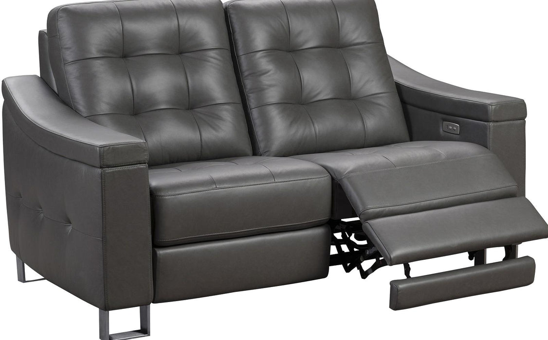 Pulaski Parker Leather Reclining Loveseat in Supple Gray