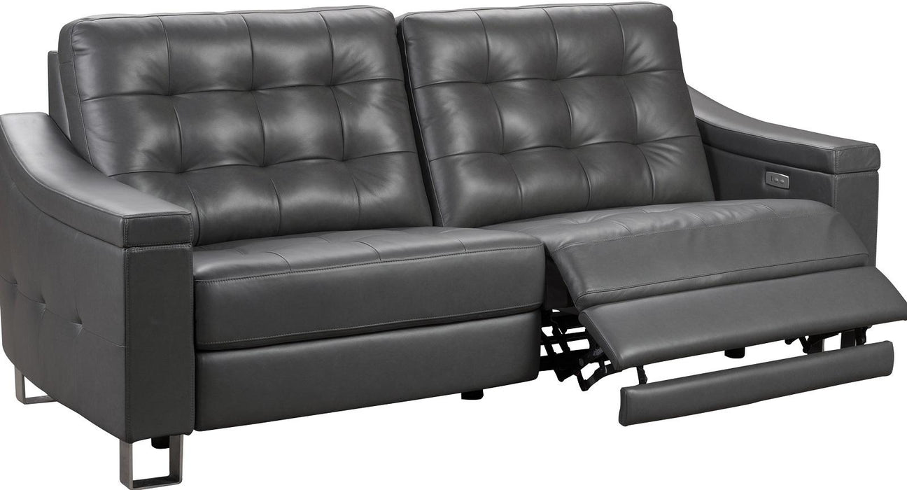 Pulaski Parker Leather Reclining Sofa in Supple Gray