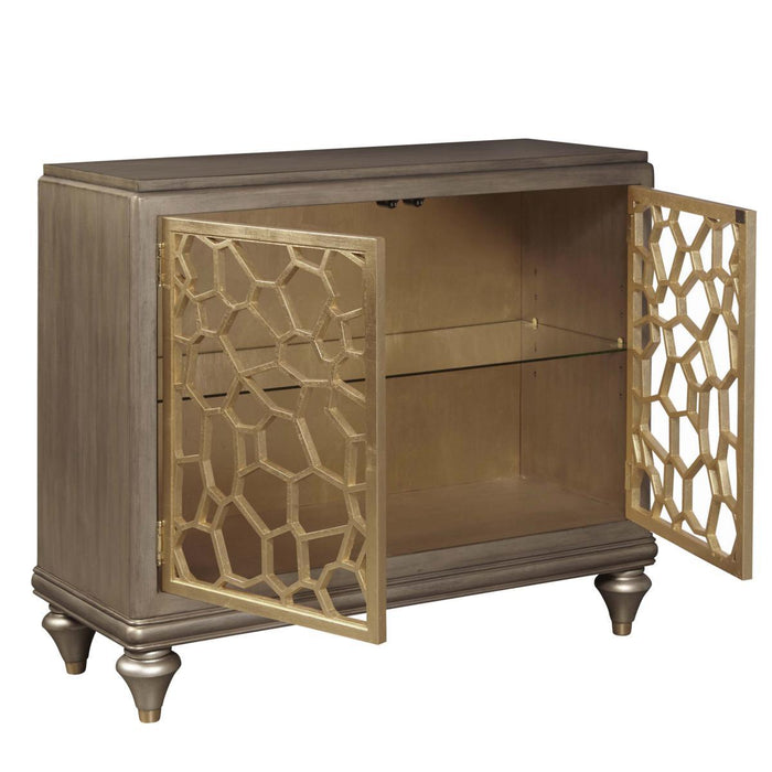 Pulaski Two Door Accent Chest with Pierced Gold Leaf Doors