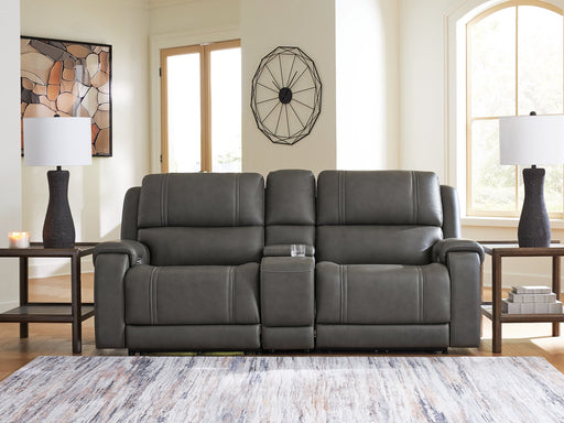 5Z - Pittson Power Reclining Sectional Loveseat with Console - Vicars Furniture (McAlester, OK)
