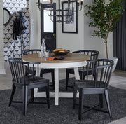 Parker House Americana Modern Dining 48-66" Round Dining Table and 4 Black Barrel Chairs