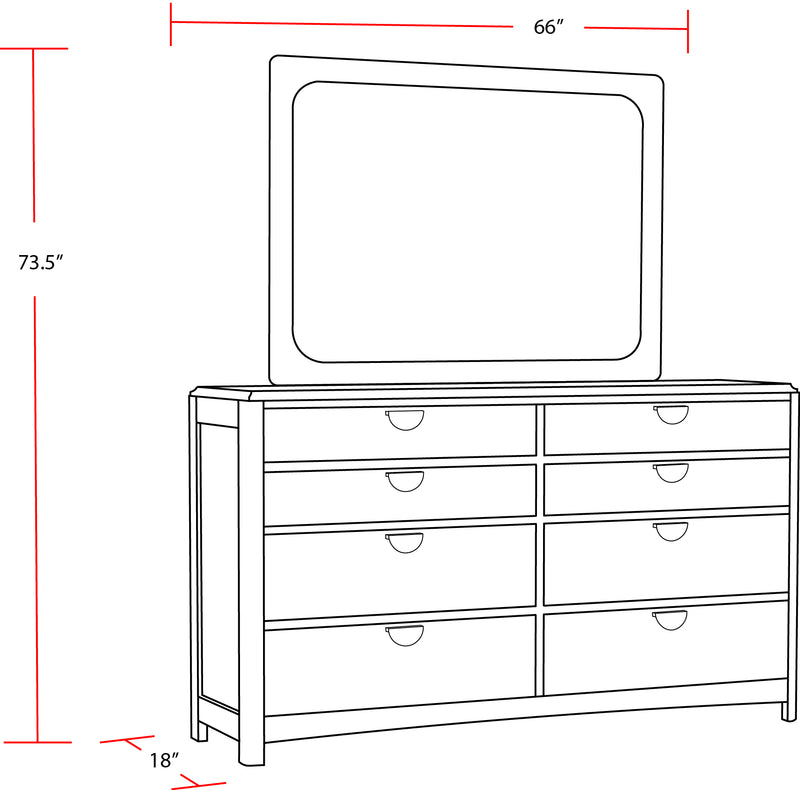 Parker House Escape - Bedroom 8 Drawer Dresser and Mirror