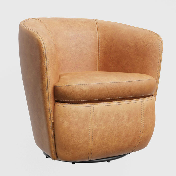 Parker Living Barolo - Vintage Caramel 100% Italian Leather Swivel Club Chair