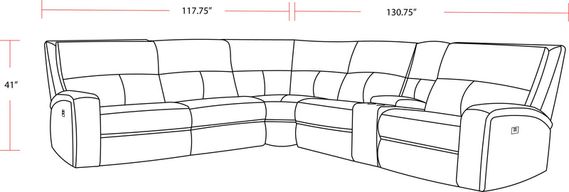 Parker Living Polaris - Bizmark Grey 6 Piece Modular Power Reclining Sectional with Power Adjustable Headrests