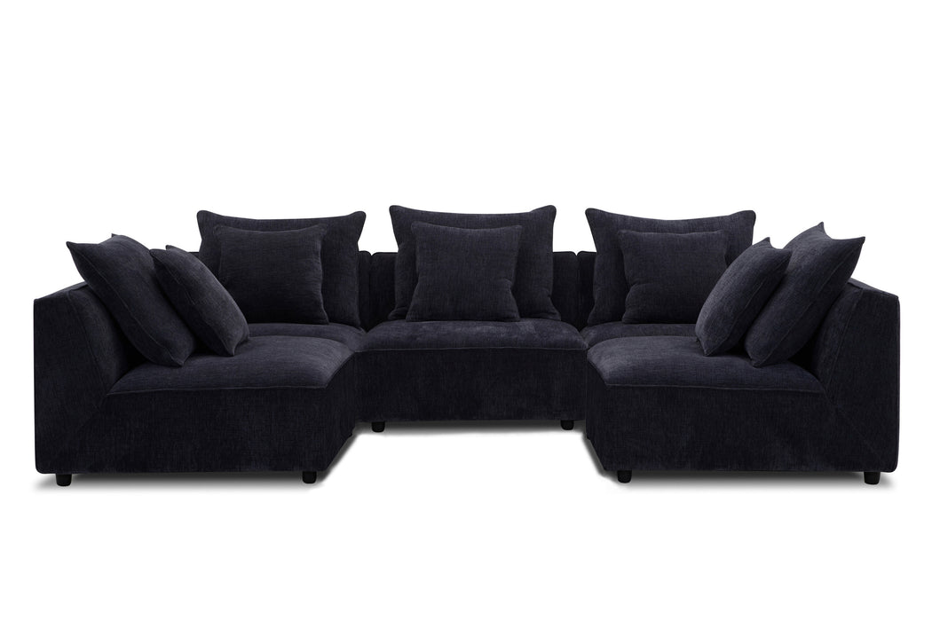 Parker Living Recess - Reptile Blue 5 Piece Modular Sectional