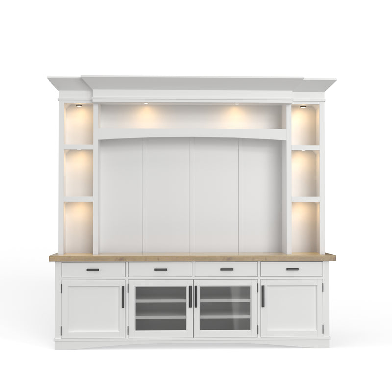 Parker House Americana Modern - Cotton 92 In. TV Console with Hutch Back Panel and LED Lights