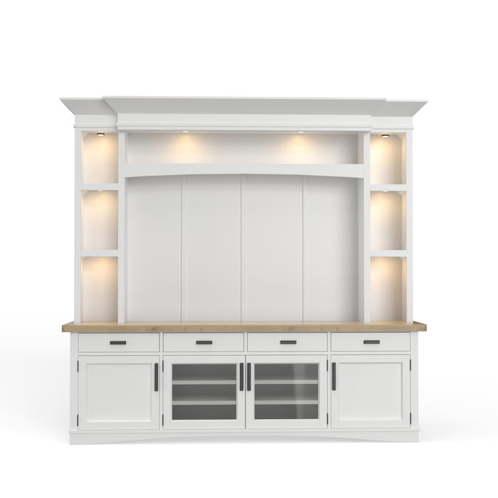 Parker House Americana Modern - Cotton 92 In. TV Console with Hutch Back Panel and LED Lights