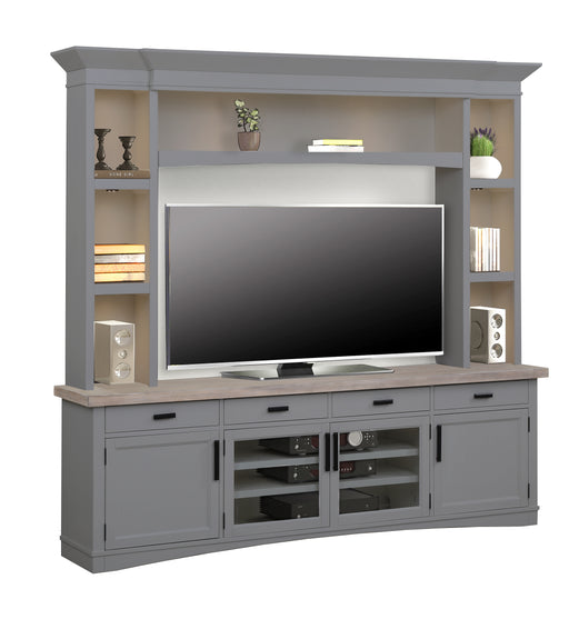 Parker House Americana Modern - Dove 92 In. TV Console with Hutch and LED Lights