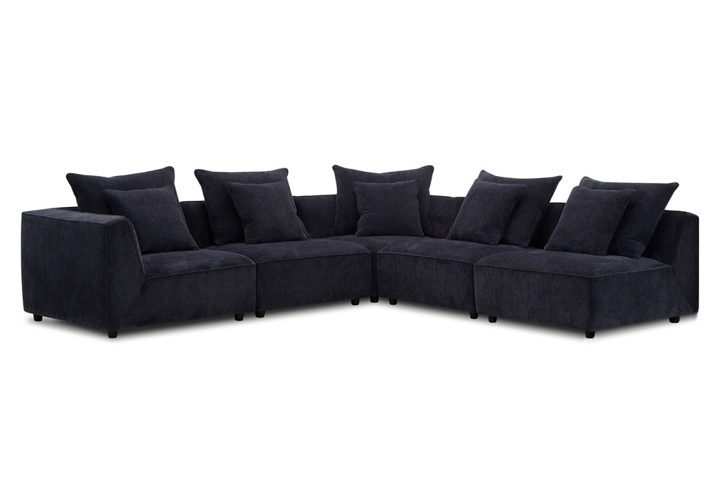 Parker Living Recess - Reptile Blue 5 Piece Modular Sectional