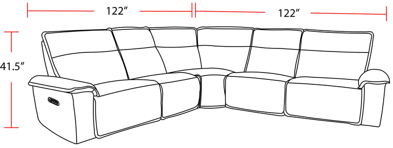 Parker Living Perimeter - Hearth Stone 5 Piece Modular Power Reclining Sectional with Power Adjustable Headrests