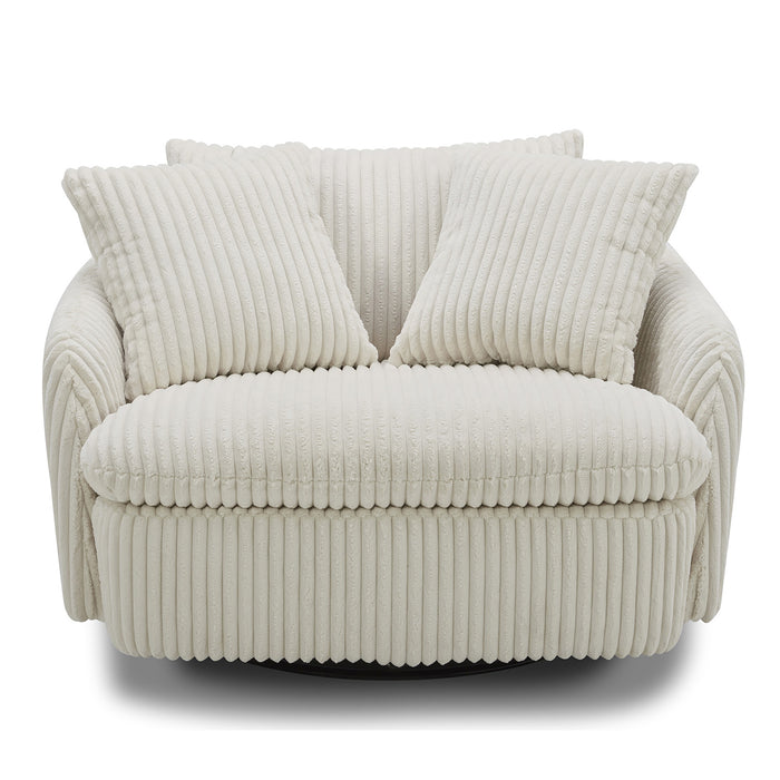 Parker Living Boomer - Mega Ivory Large Swivel Chair with 2 Toss Pillows