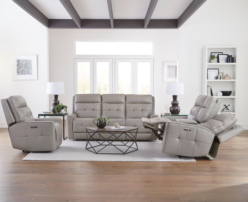Parker Living Canterbury - Pewter Power Reclining Zero Gravity Console Loveseat