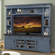 Parker House Americana Modern - Denim 92 In. TV Console with Hutch Back Panel and LED Lights