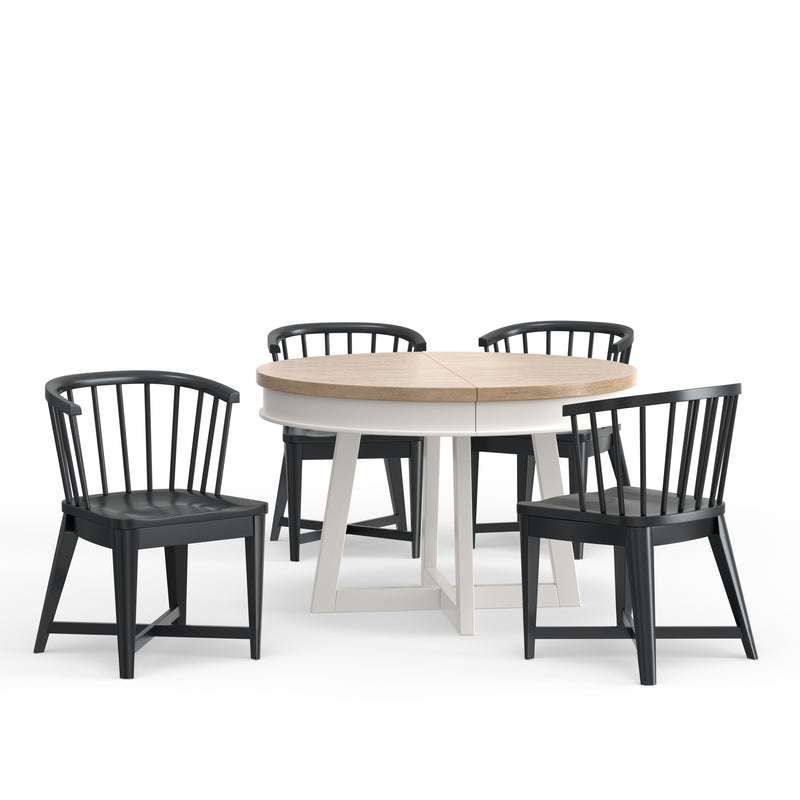 Parker House Americana Modern Dining 48-66" Round Dining Table and 4 Black Barrel Chairs