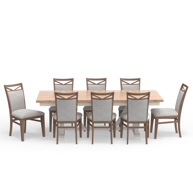 Parker House Americana Modern Dining Extendable Trestle Table with 8 Upholstered Chairs