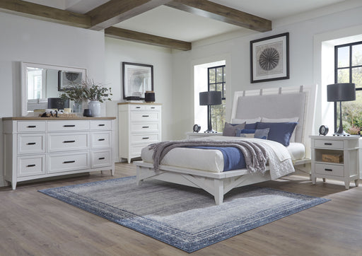 Parker House Americana Modern Bedroom King Platform Bed 2 Nightstands Dresser with Mirror and Chest