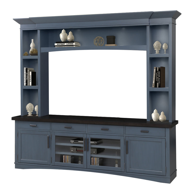 Parker House Americana Modern - Denim 92 In. TV Console with Hutch and LED Lights