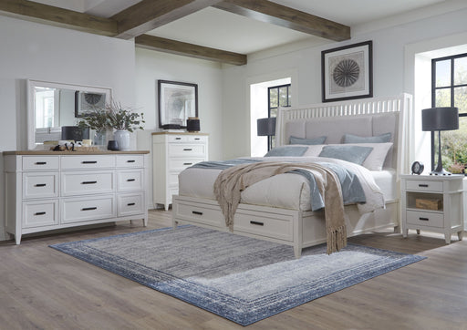 Parker House Americana Modern Bedroom King Shelter Bed 2 Nightstands Dresser with Mirror and Chest