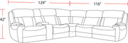 Parker Living Dalton - Lucky Charcoal 6 Piece Modular Power Reclining Sectional with Power Adjustable Headrests
