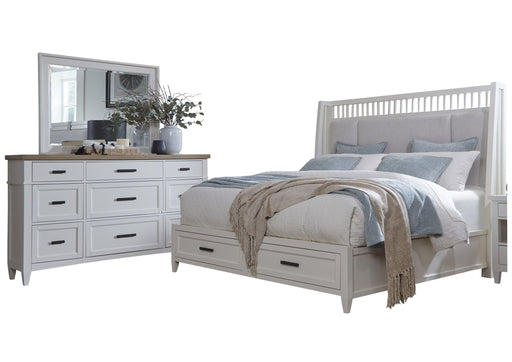 Parker House Americana Modern Bedroom Queen Shelter Bed with Dresser and Mirror