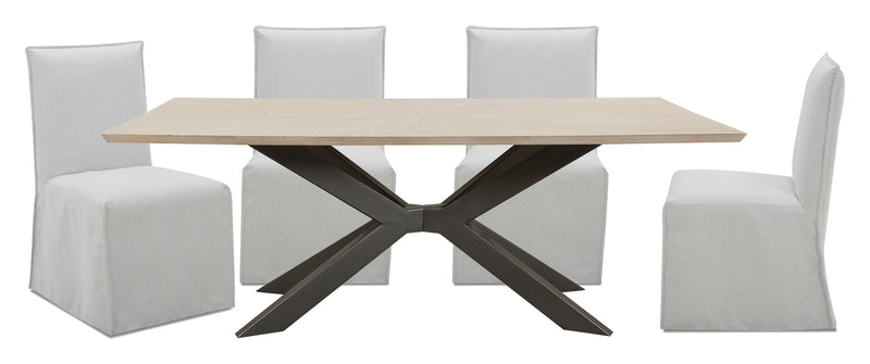 Parker House Crossings - Monaco Dining 86 In. Rectangular Dining Table With 4 Upholstered Chairs - DMON-5PC-86REC-DSLP-MTIV