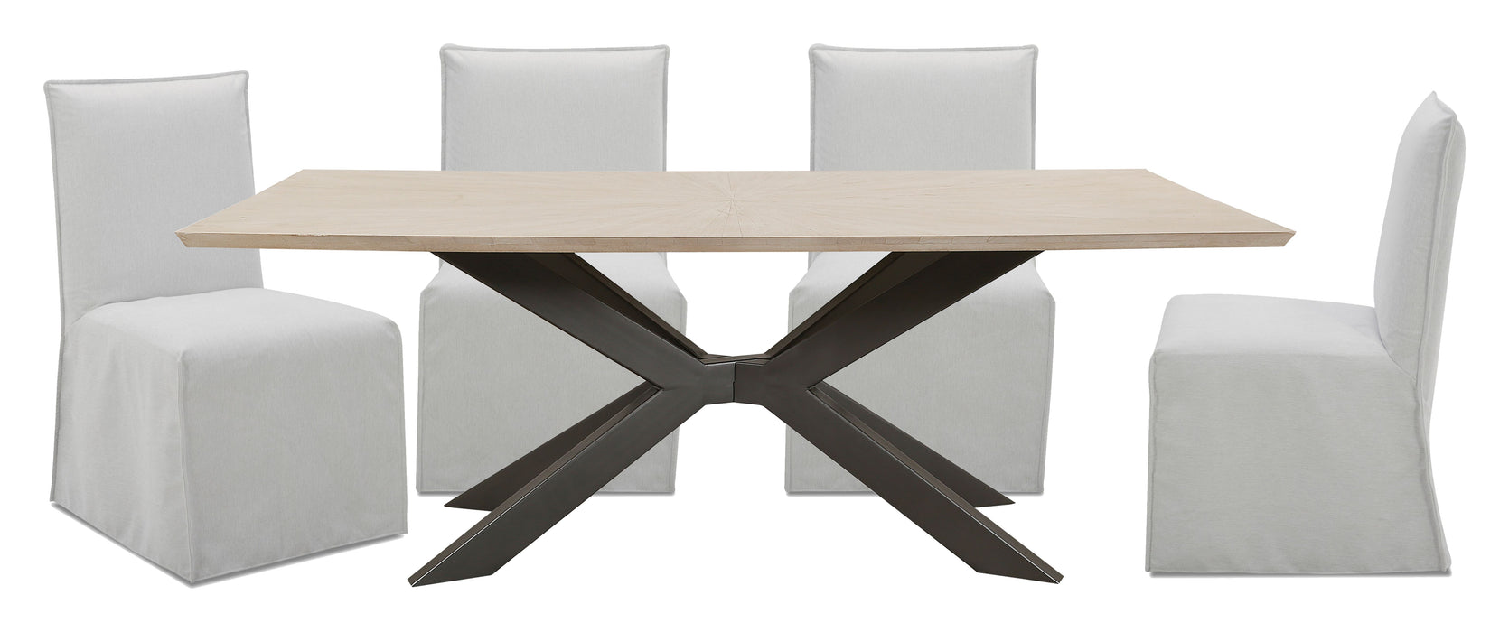 Parker House Crossings - Monaco Dining 86 In. Rectangular Dining Table With 4 Upholstered Chairs - DMON-5PC-86REC-DSLP-MTIV