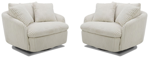 Parker Living Boomer - Mega Ivory Large Swivel Chair with 2 Toss Pillows Two Pack