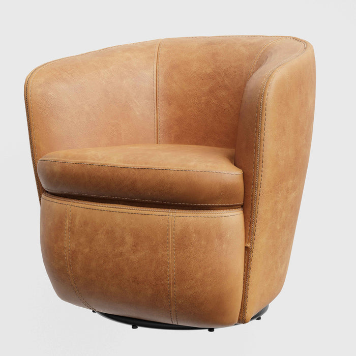 Parker Living Barolo - Vintage Caramel 100% Italian Leather Swivel Club Chair