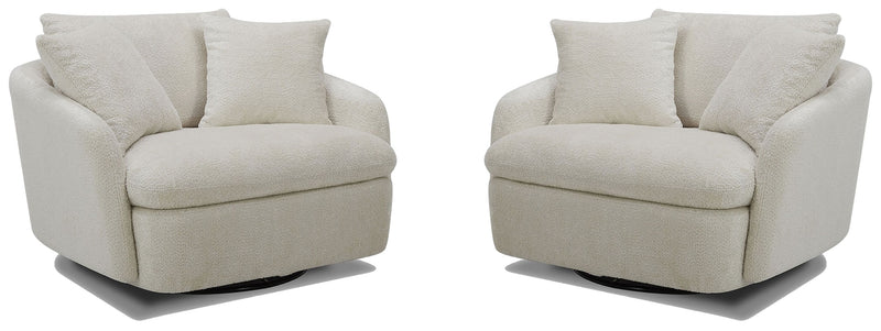 Parker Living Boomer - Utopia Sand Large Swivel Chair with 2 Toss Pillows Two Pack
