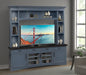 Parker House Americana Modern - Denim 92 In. TV Console with Hutch and LED Lights