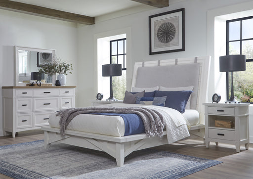Parker House Americana Modern Bedroom Queen Platform Bed 2 Nightstands and Dresser with Mirror