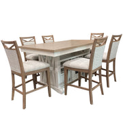 Parker House Americana Modern Dining Island Counter Height Table with 6 upholstered chairs