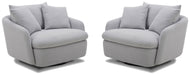 Parker Living Boomer - Dove Grey Large Swivel Chair with 2 Toss Pillows Two Pack