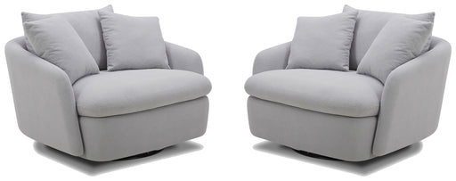 Parker Living Boomer - Dove Grey Large Swivel Chair with 2 Toss Pillows Two Pack