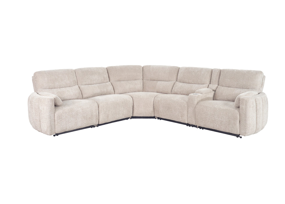 Parker Living Modesto - Buttercream 6 Piece Modular Power Reclining Sectional with Power Adjustable Headrests