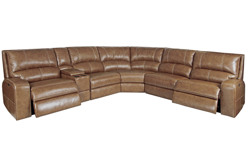 Parker Living Swift - Bourbon 6 Piece Modular Power Reclining Sectional with Power Adjustable Headrests
