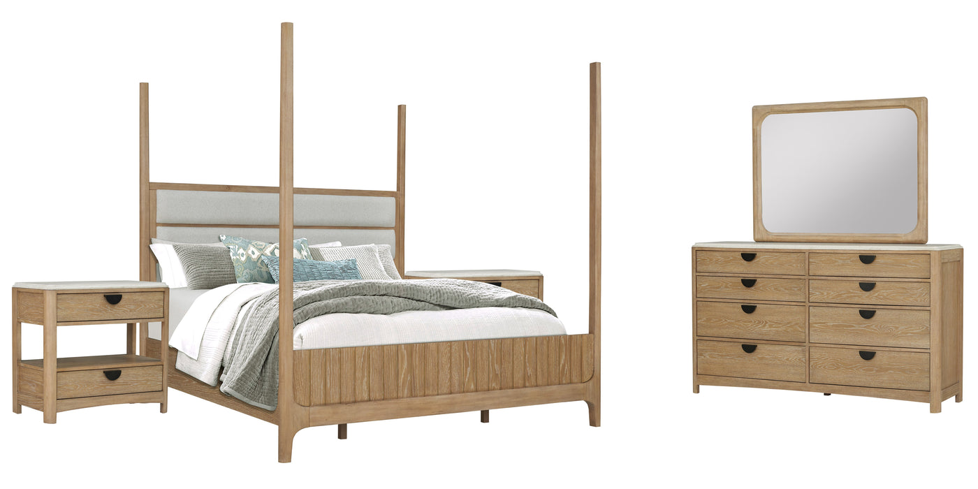 Parker House Escape - Bedroom King Poster Bed with 2 Nightstands and Dresser with Mirror