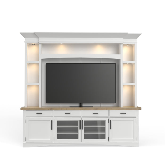 Parker House Americana Modern - Cotton 92 In. TV Console with Hutch Back Panel and LED Lights