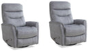 Parker Living Gemini - Capri Silver Swivel Glider Recliner Two Pack